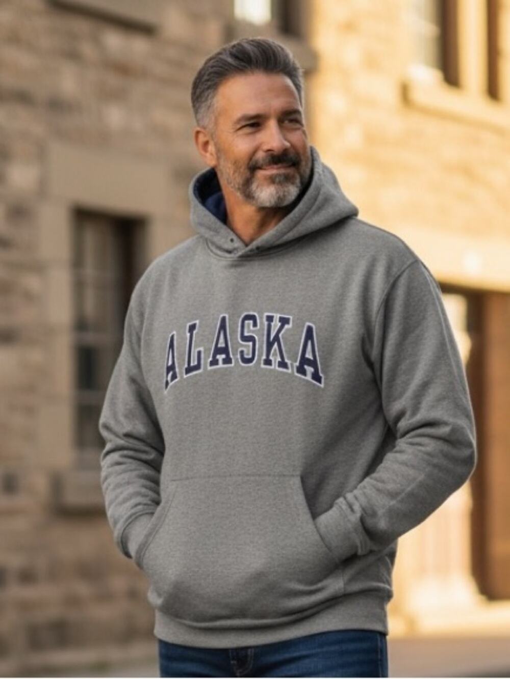 Men’s XL Gray Embroidered ALASKA Hoodie Sweatshirt